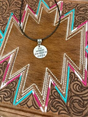 NEW Western Inspirational Silver Tone Pendant Necklace - Black Cord
